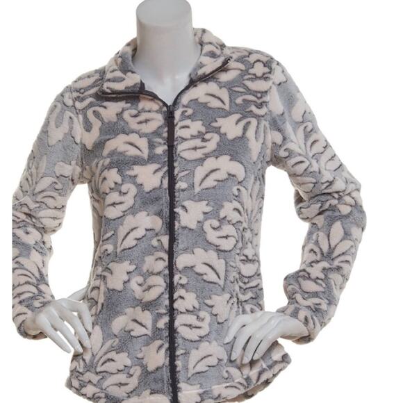 jason maxwell Jackets & Blazers - Jason Maxwell Fleece Jacket Petite Womens Size LP Gray/Cream Variegated Full Zip